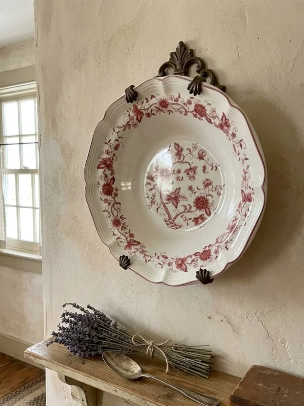 Vintage Rare Woolworth Pink Red Floral Pattern Transferware Serving Bowl